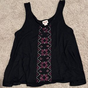 Mossimo Supply Co. Black Tank Top with Pink Pattern
